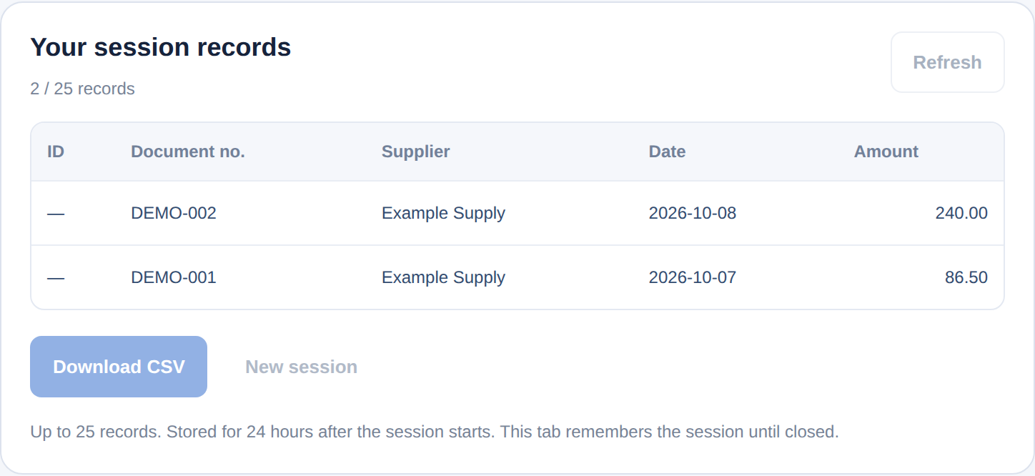Records and CSV export